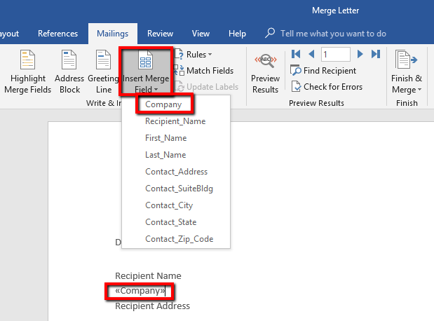 how do you mail merge from excel to word