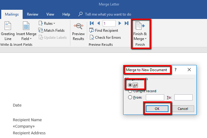 how long does an email merge from word take