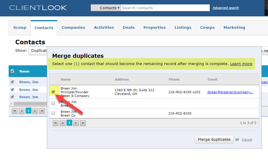 Merge Duplicate Records In ClientLook_5